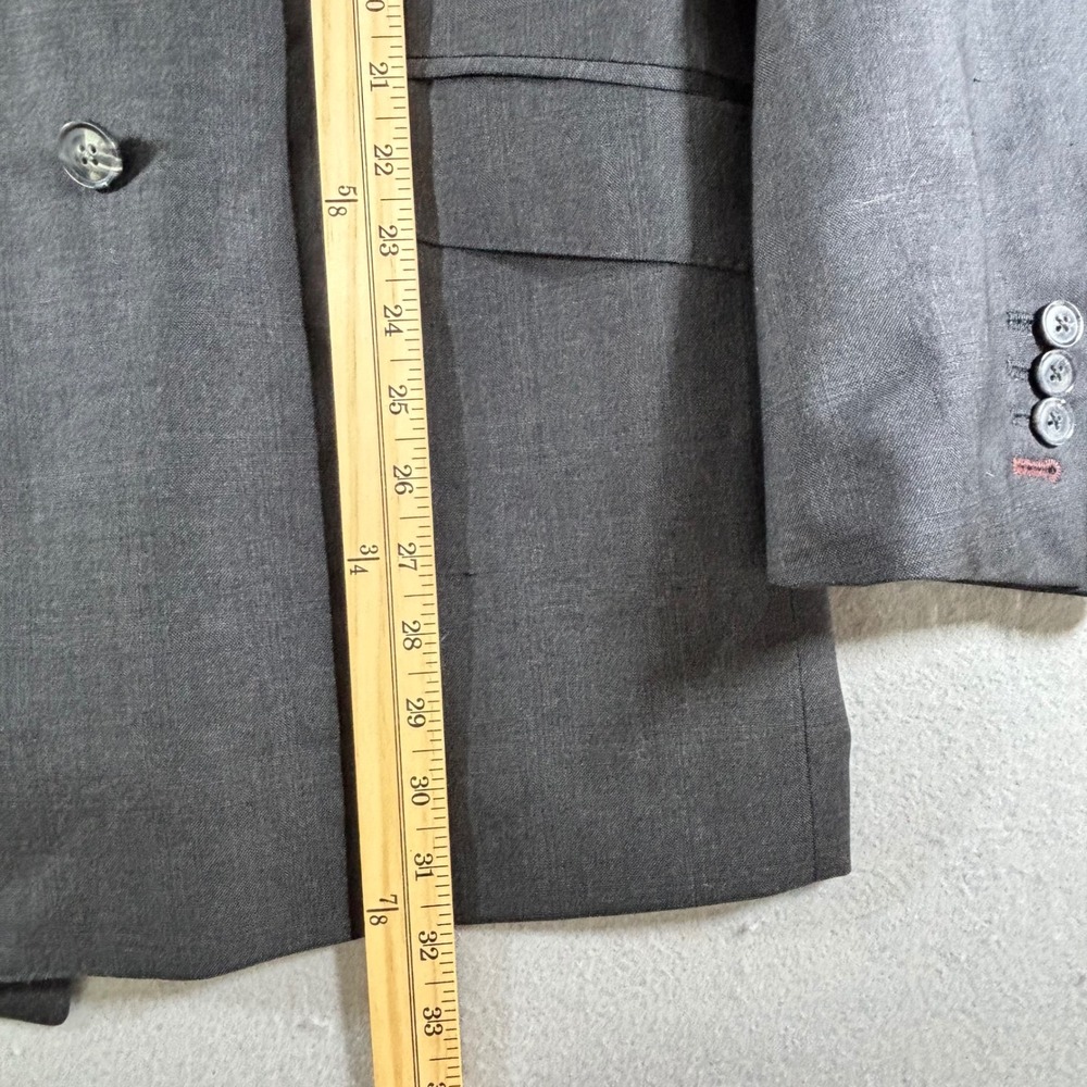 Peter Millar Mens Double Breasted Blazer Charcoal Gray Wool Peak Lapel Jacket - Picture 14 of 16